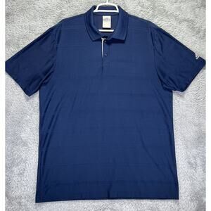 Adidas Shirt Mens Large‎ Blue Climalite Golf Polo Logo Short Sleeve Textured